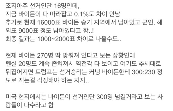 현재 미 대선 상황