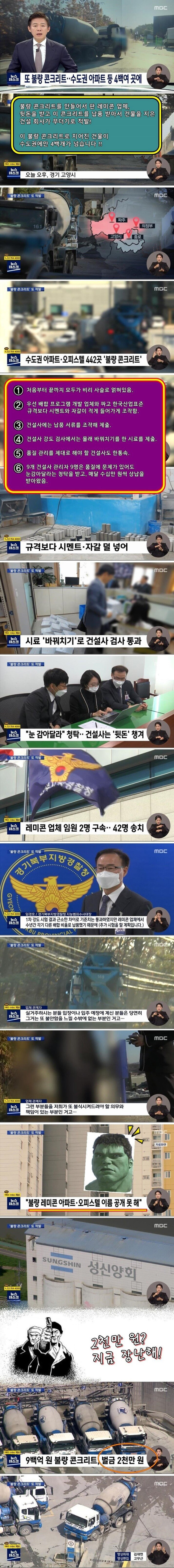 현재 난리난 불량 콘크리트 사건
