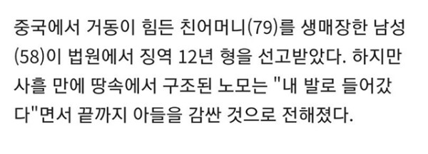 모친을 생매장한 아들