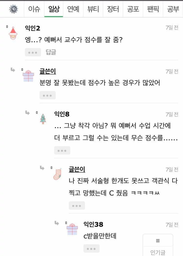 외모도 스펙이야.. 나 대학교 다닐 때 맨날 졸고 그랬는데도 교수님들이 나 엄청 좋아했음...